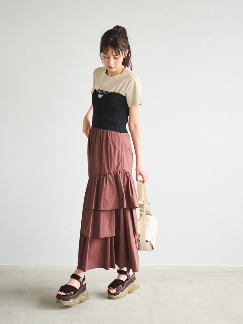 ★サマーカット ココビーチ★【CHANEL】コットンベールスカート スカート - コットン & シルク、ネイビーブルー & エクリュ