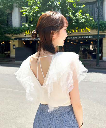 最終値下げ！ココディール　フリルチュニック SOLD OUT】COCODEAL ココディール T/Cフリルチュニック 74218342