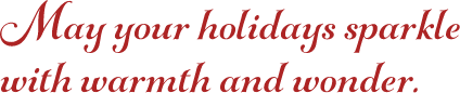 May your holidays sparkle with warmth amd wpmder.