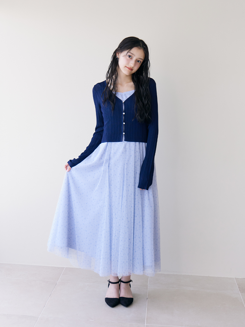 Lillian carat バリエーションプリントティアードワンピース チェリー LILLIAN CARAT バリエーションプリントティアードワンピース