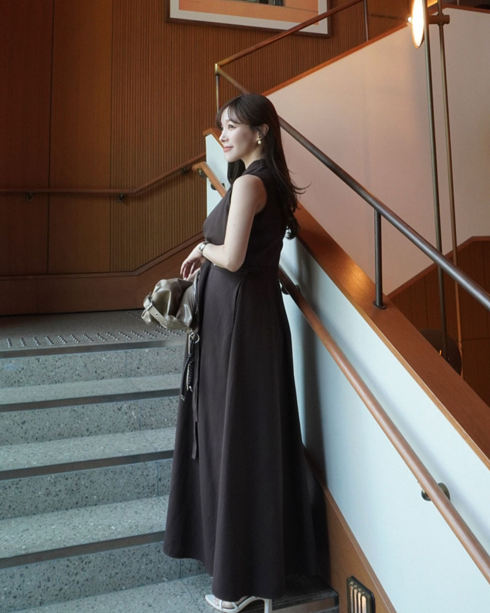 即完　Aiméine エメイン　新品タグ付　カシュクールワンピース　S　ブラウン 大人上品ワンピース｜Aimeine｜PETAL ONLINE（ペタルオンライン）