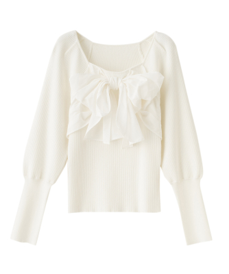 【WEB限定】 リボンドッキングニット｜PETAL ONLINE（ペタルオンライン） トップス