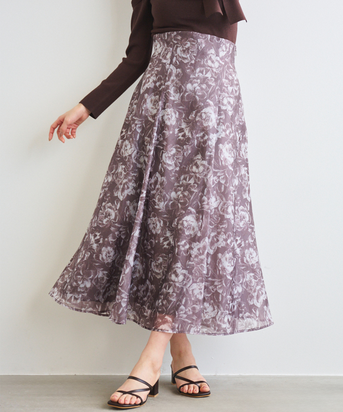 希少 IS イッセイミヤケ フラワープリント ロングフレアスカート