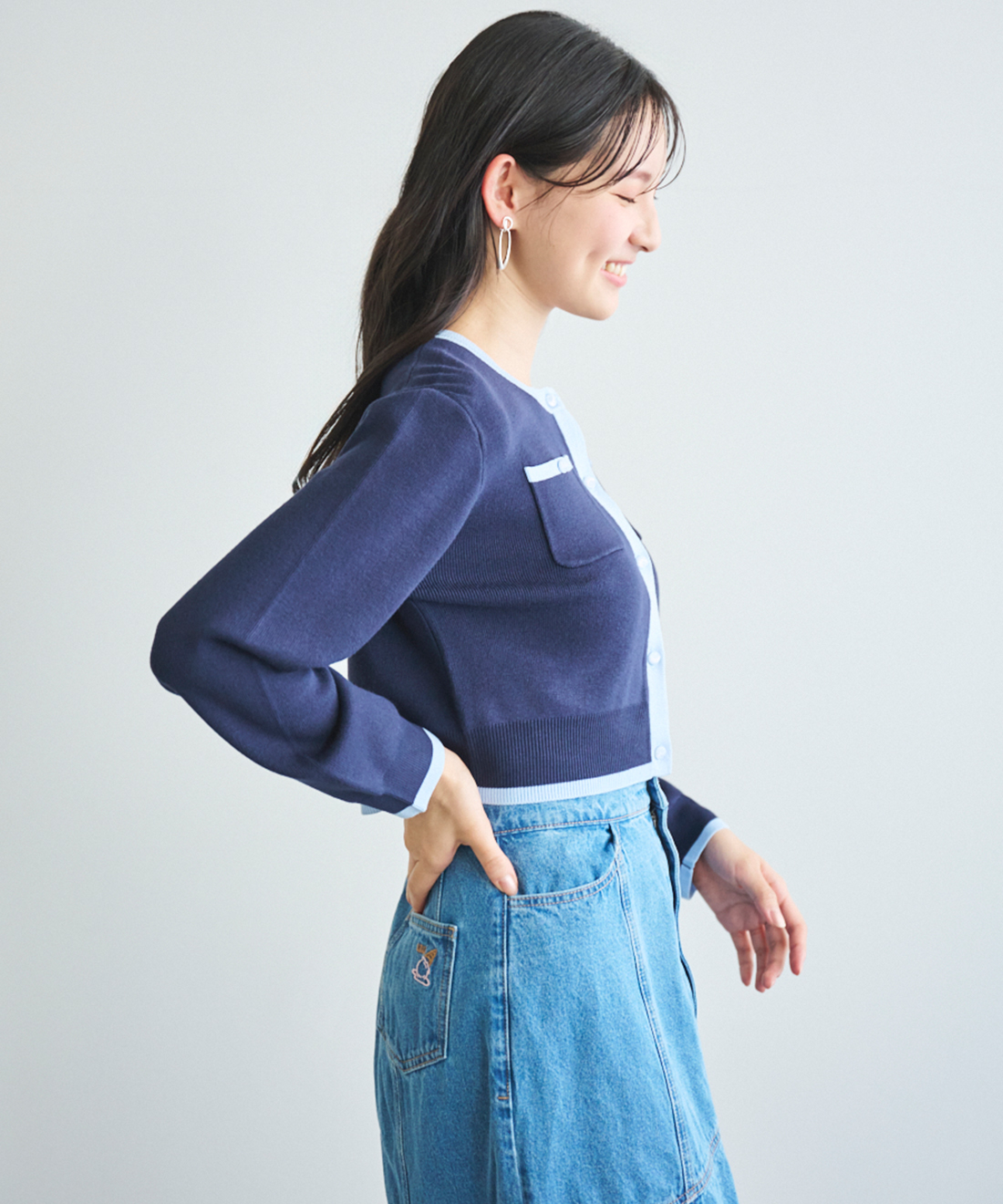 ＼SALE30%OFF+2点購入で10%OFFクーポン有／即日発送/LILLIAN CARAT リリアンカラット バイカラーポケットカーディガン 45233222 2025春夏 キャンセル返品不可 SALE30%OFF+2点購入で10%OFFクーポン有／即日発送/LILLIAN CARAT