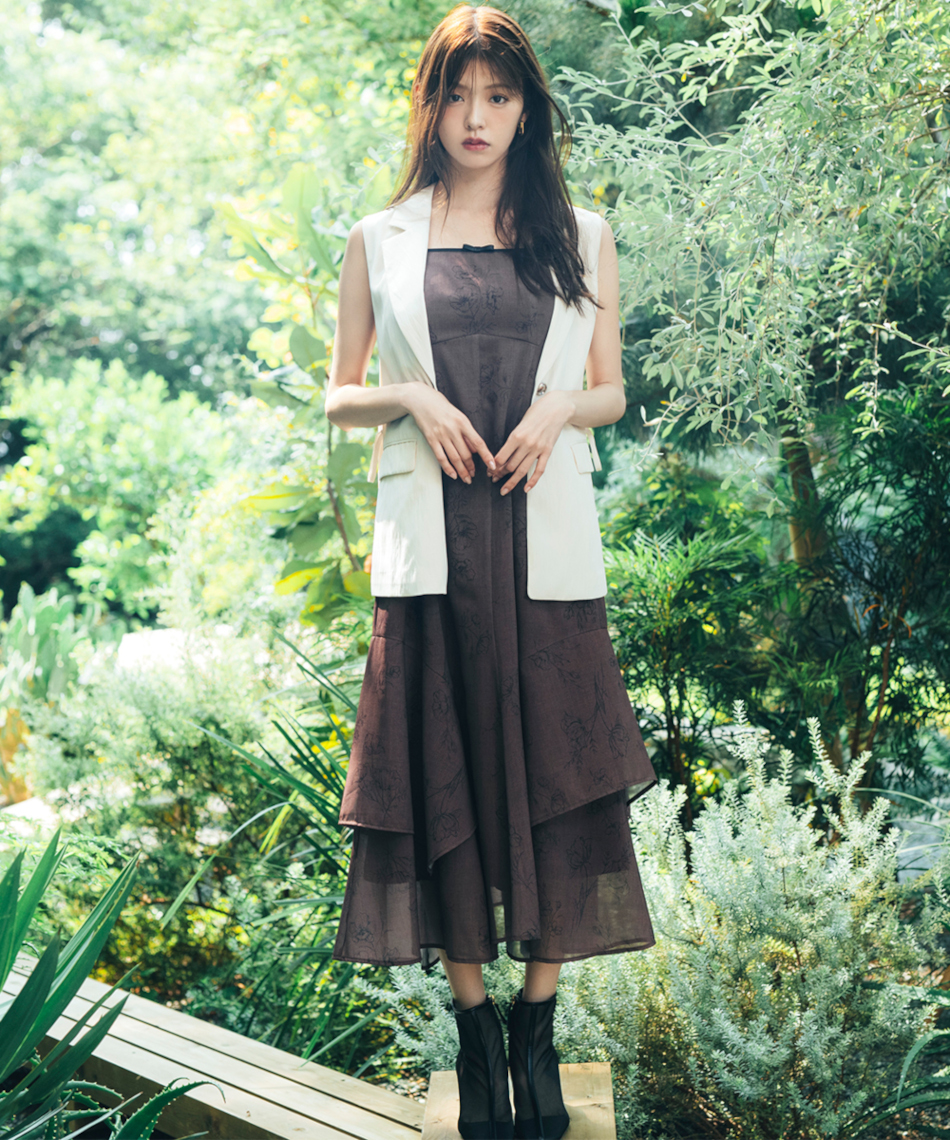 ラインフラワーイレヘムキャミワンピース｜PETAL ONLINE（ペタル