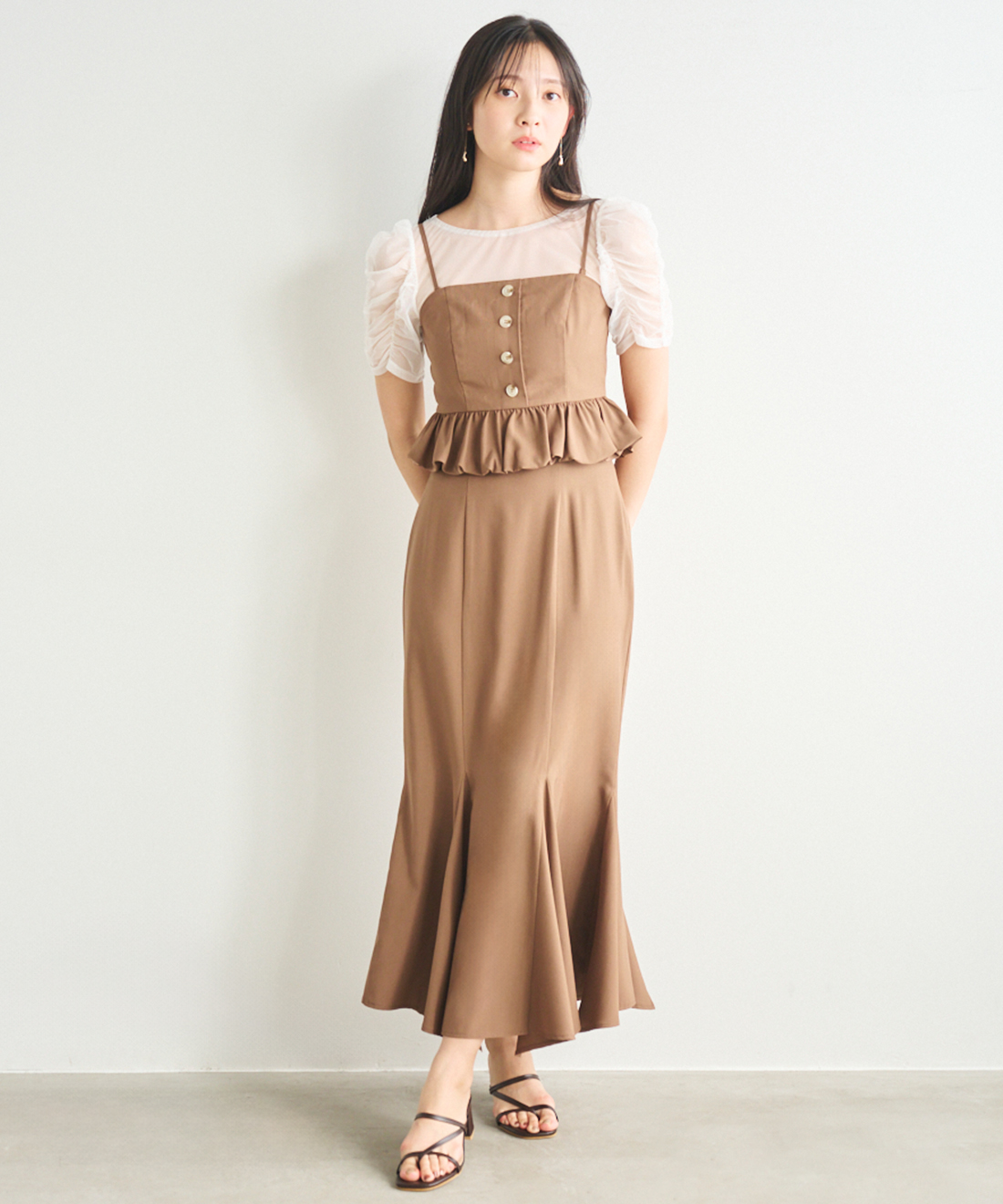 チュールトップス＆ペプラムビスチェセット｜PETAL ONLINE