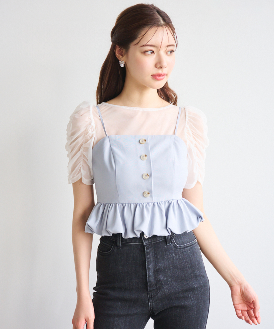 チュールトップス＆ペプラムビスチェセット｜PETAL ONLINE（ペタル