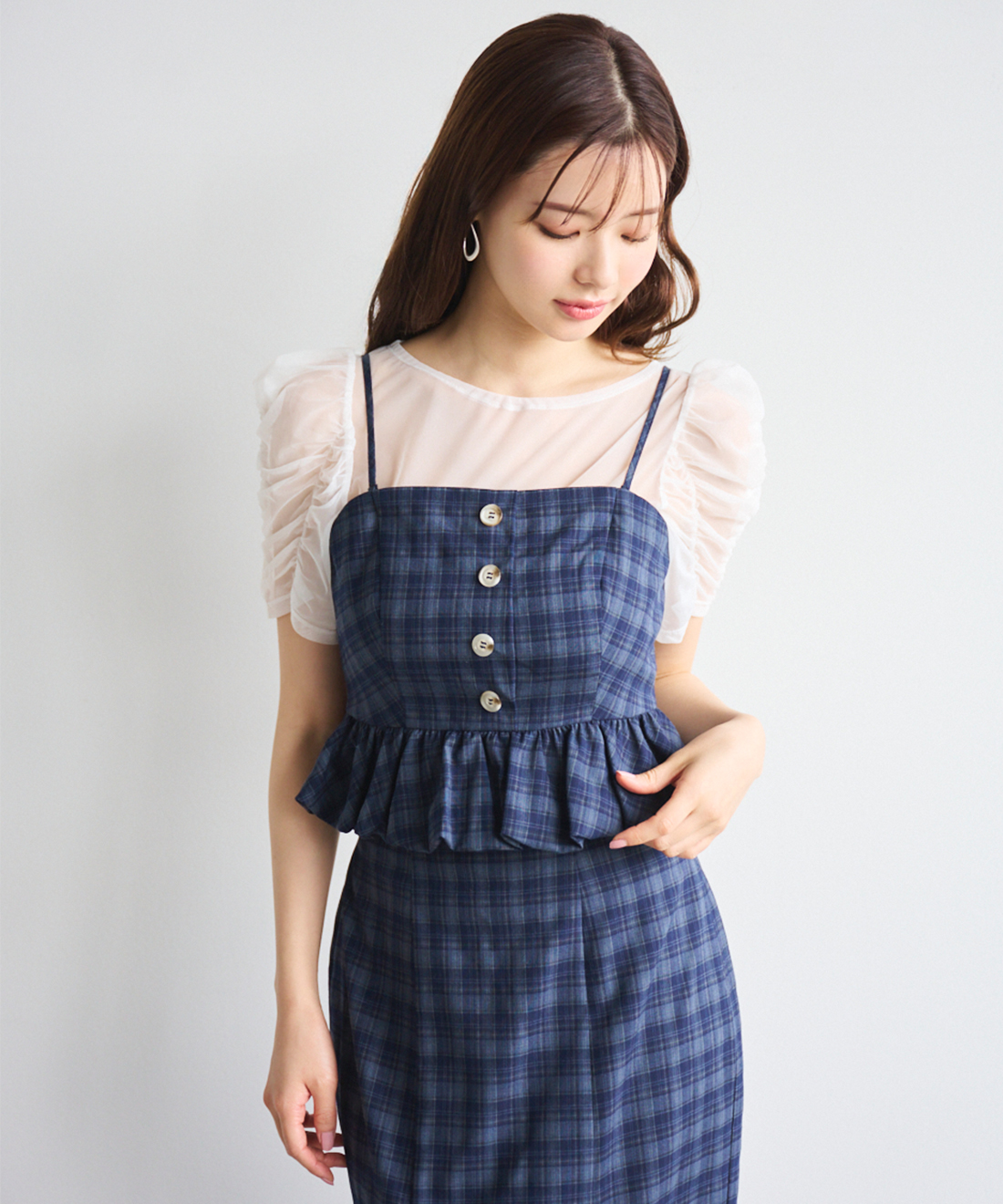 チュールトップス＆ペプラムビスチェセット｜PETAL ONLINE