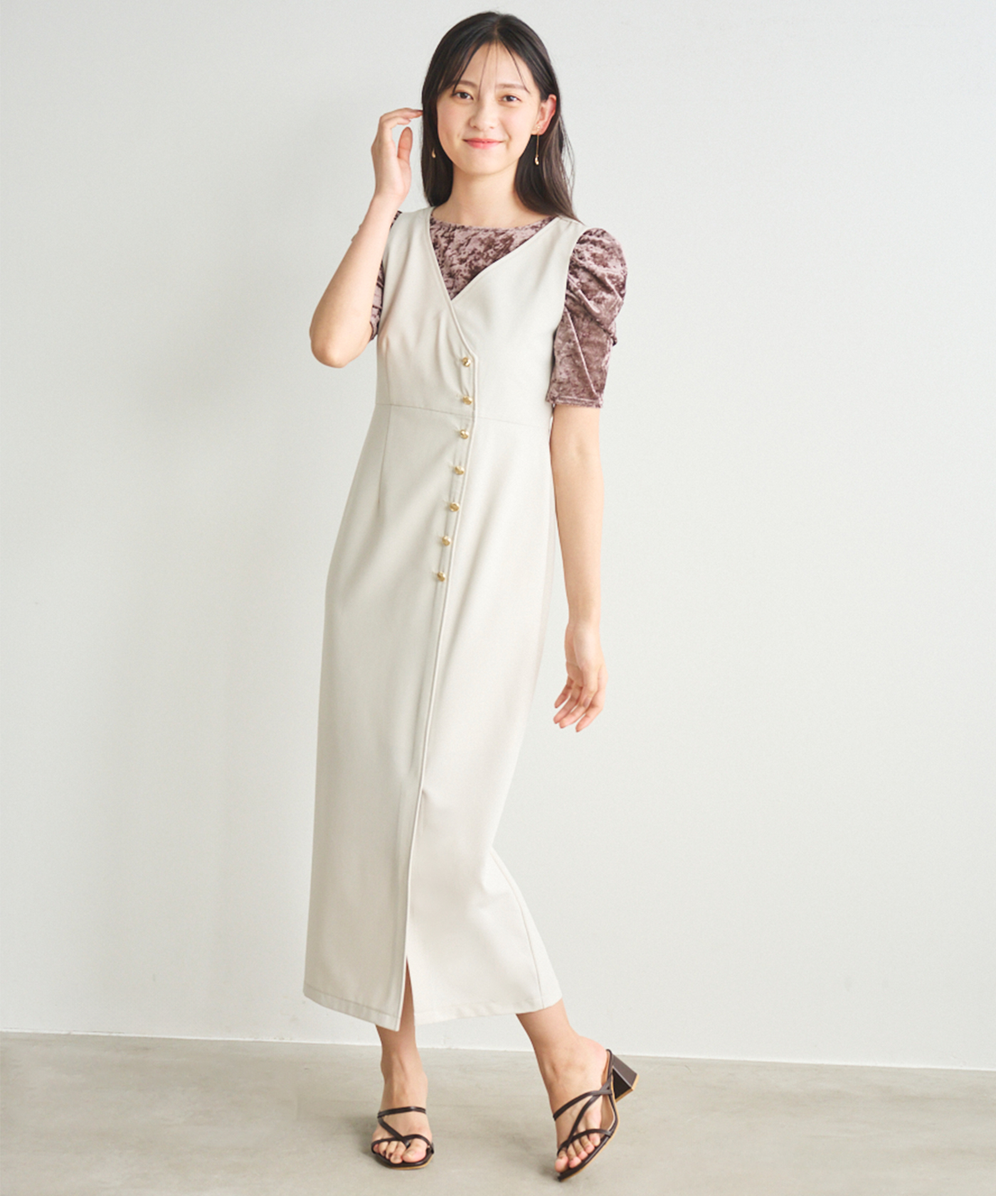 ボリュームスリーブシアーベロアトップス｜PETAL ONLINE（ペタル