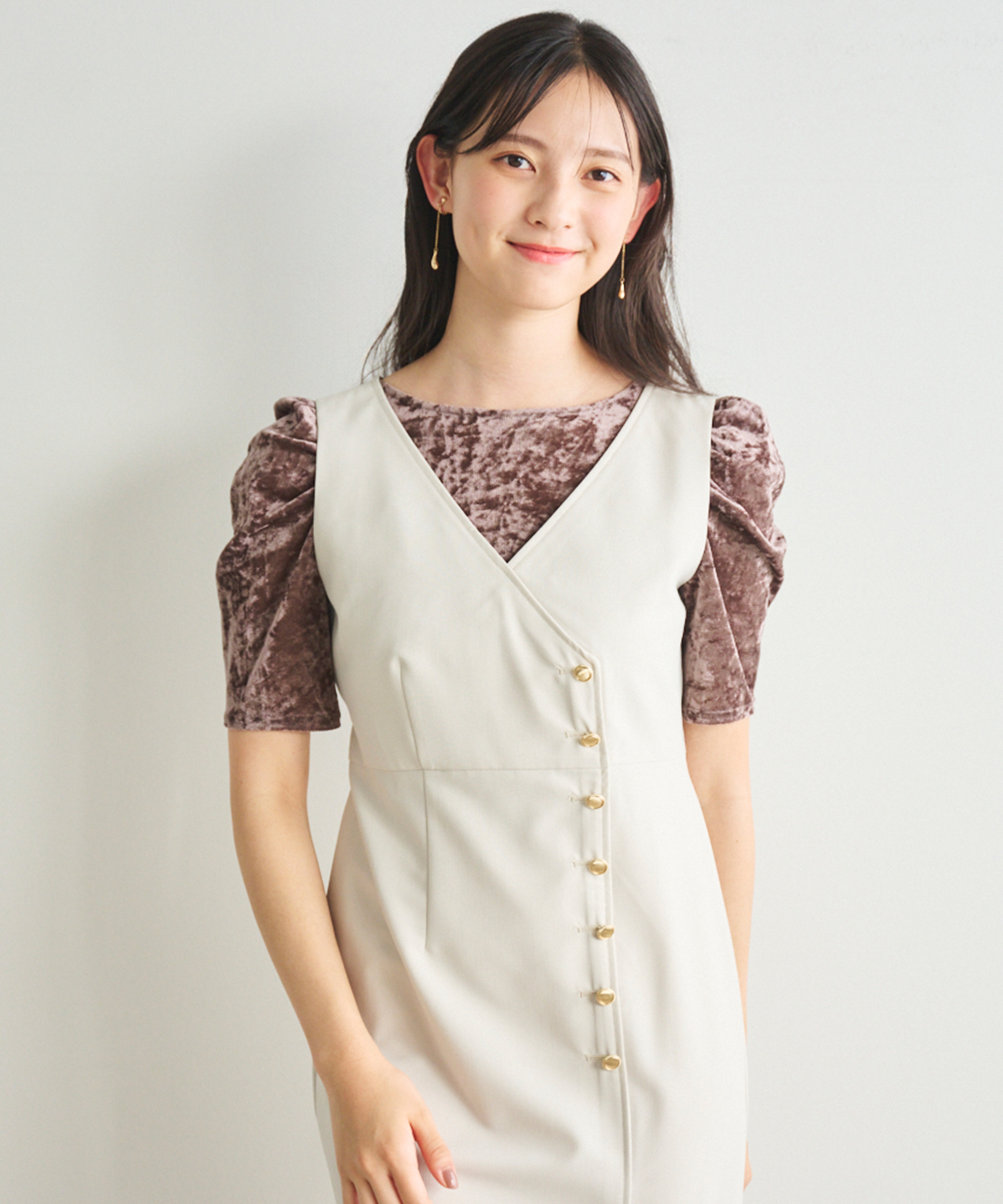 ボリュームスリーブシアーベロアトップス｜PETAL ONLINE（ペタル