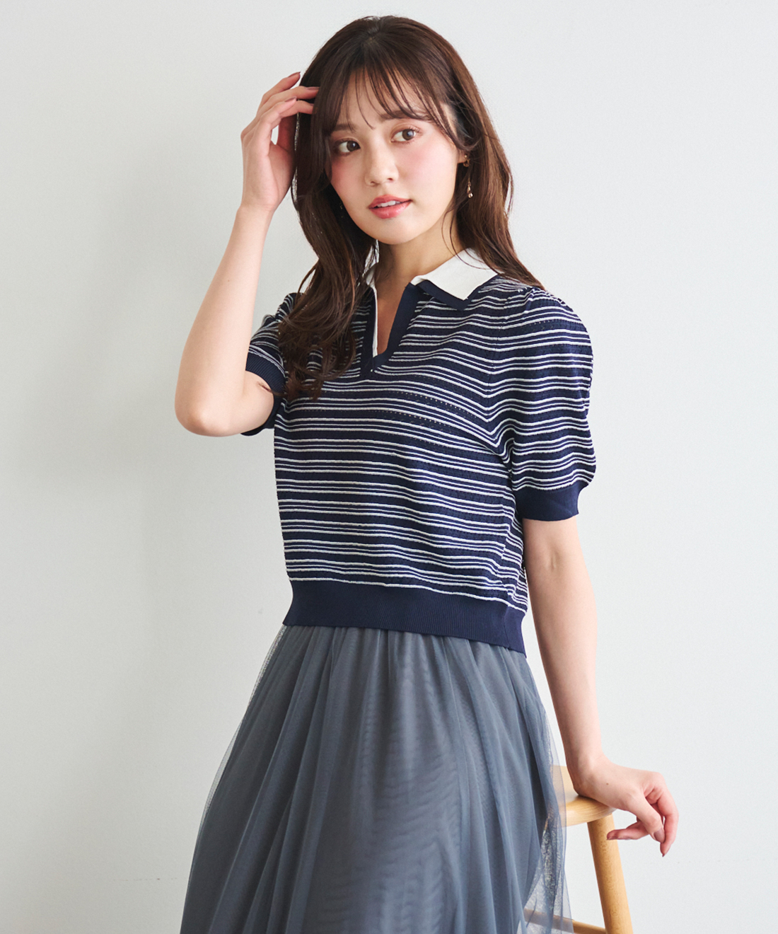 未使用★journal standard luxe ボーダーbigプル グレー 20th ボーダーテンジク プリントクルーネック-Big-プルオーバー