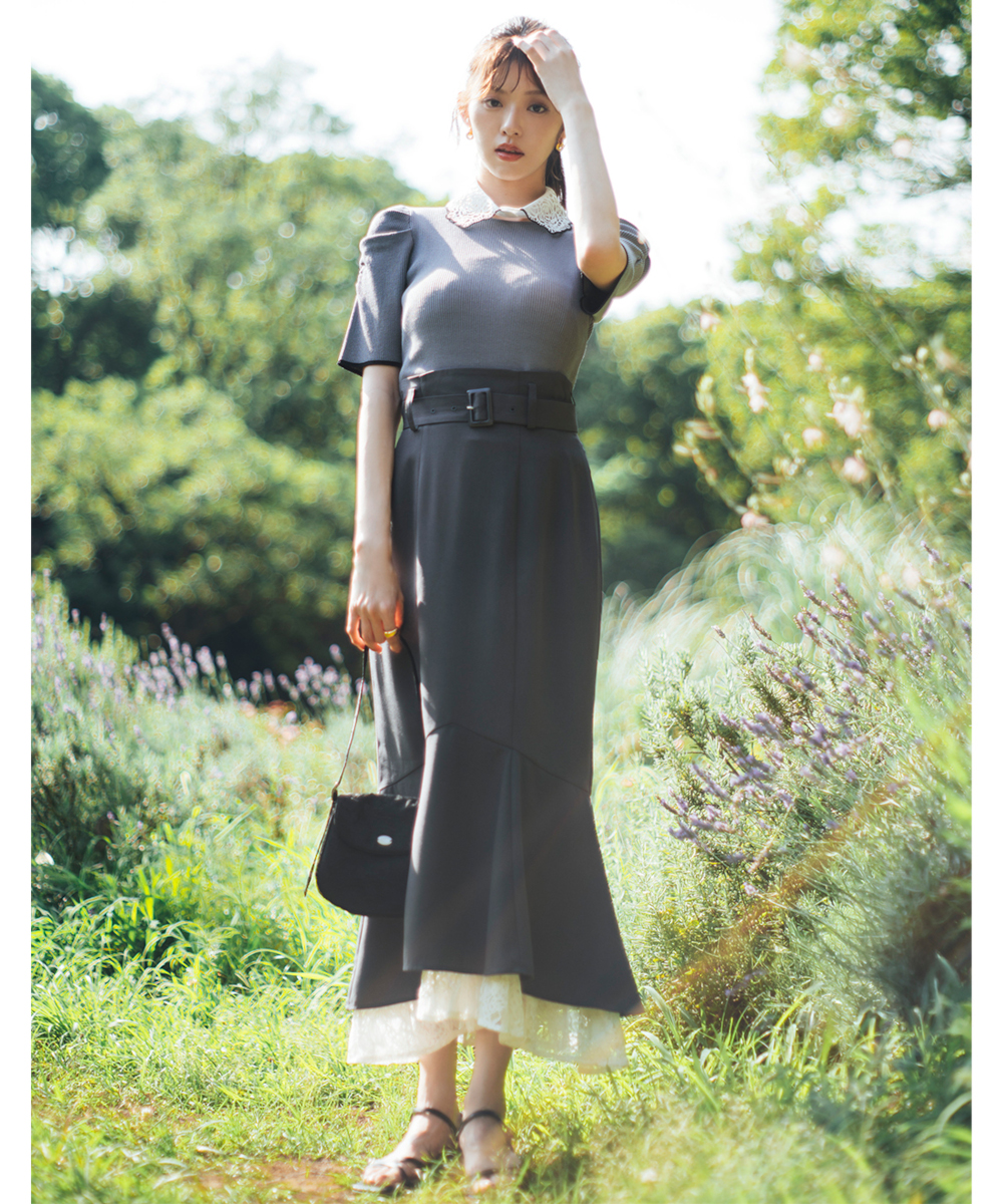 LILLIAN CARAT　レース襟ニットワンピース 000000013979_AM6UsLj.jpg