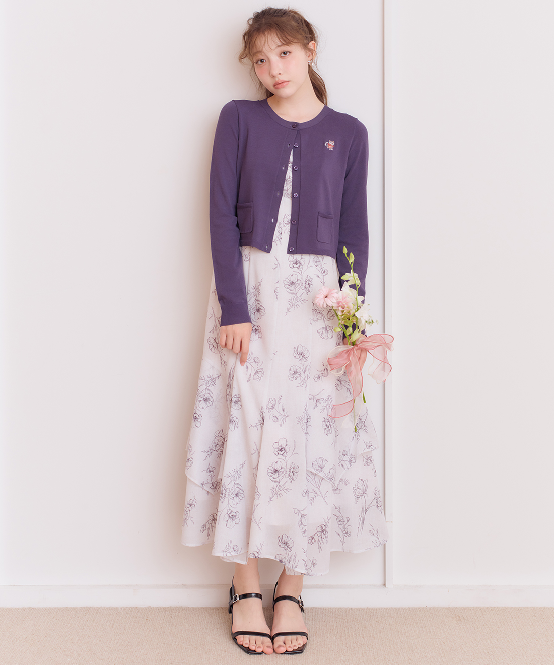 Violin Knit Cardigan バイオリンの編みこみカーディガン 刺繍