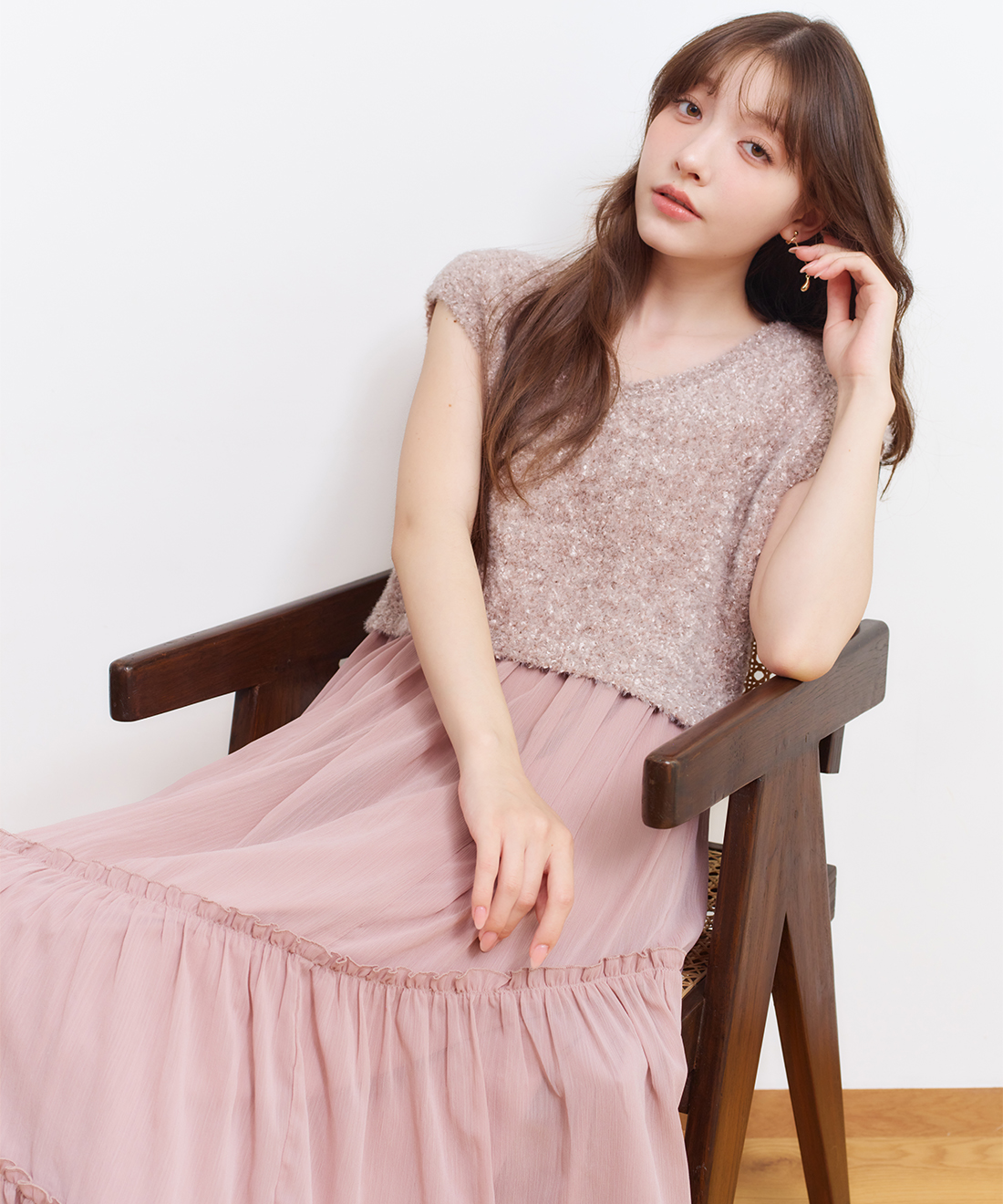 シャギーベスト＆キャミワンピースセット｜PETAL ONLINE（ペタル