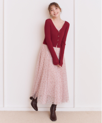 【ONLINE限定】モチーフビジュカーデ＆チュールキャミワンピセット