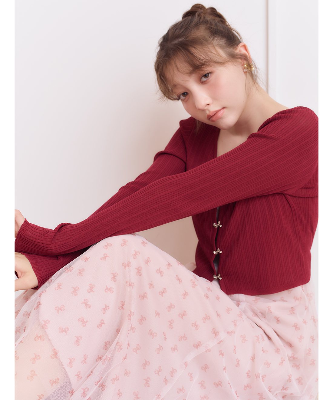 ONLINE限定】モチーフビジュカーデ＆チュールキャミワンピセット