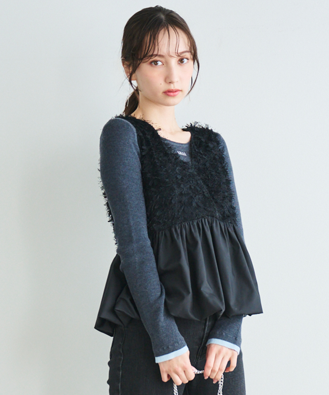 ジャガードドッキングペプラムトップス｜PETAL ONLINE（ペタルオンライン）