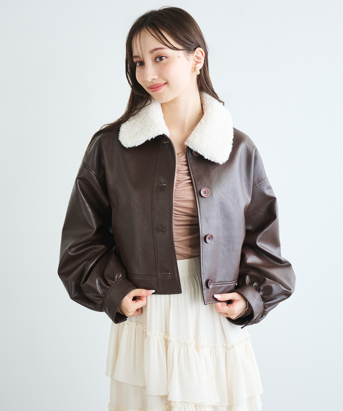 ボアカラーレザーブルゾン｜PETAL ONLINE（ペタルオンライン）