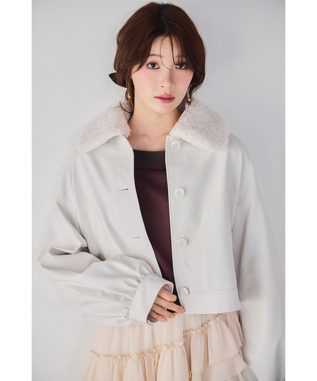 【新品・送料込み】　Didot.showroom ボア裏起毛 レザーブルゾン 新品・送料込み】 Didot.showroom ボア裏起毛 レザーブルゾン