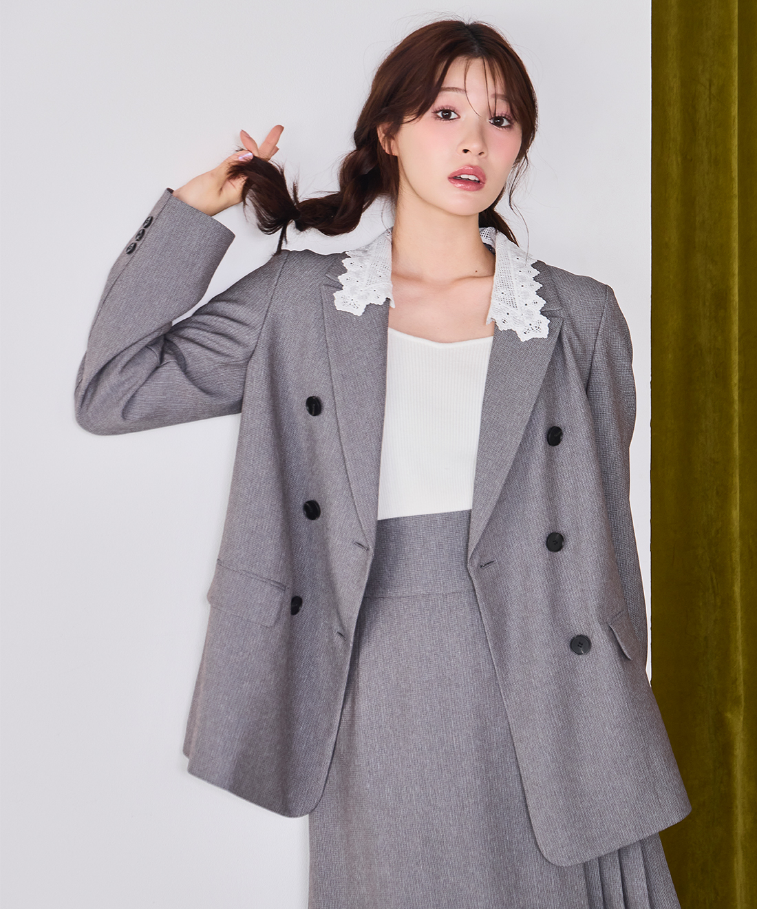 【新品】★最終値下げ★　FENNEL　ライトピンク ノーカラーコート　毛100% エアリーパッファーロングコート（中綿・キルティング）｜NOBLE