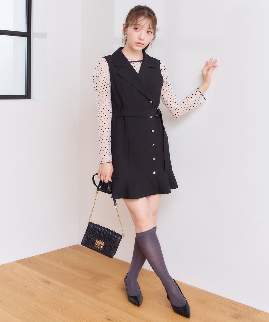 LILLIAN CARAT＊ヘムフレアジャケットミニワンピース LILLIAN CARAT リリアンカラット ヘムフレアジャケットミニ