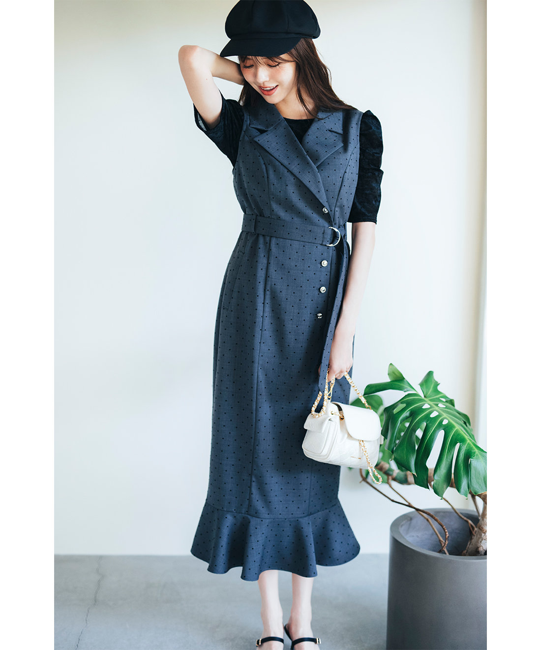coco 未使用品 カジェヘラ CALLEJERA レディース ワンピース 0 紺×白 ネイビー 半袖 b13648ps-01.jpg