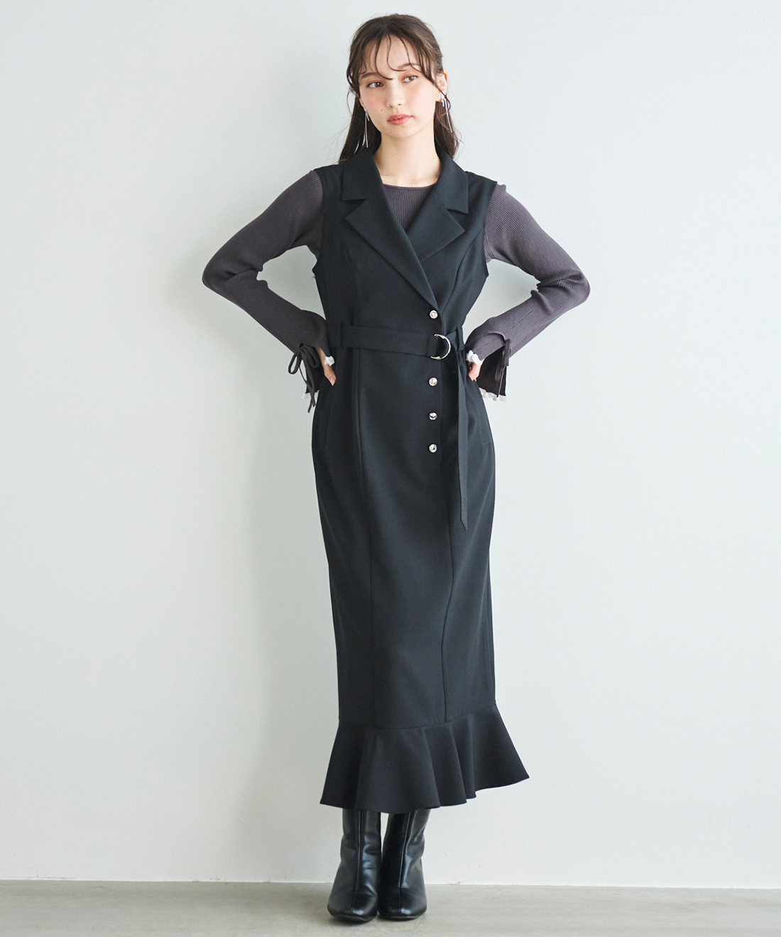 LILLIAN CARAT＊ヘムフレアジャケットミニワンピース ヘムフレアジャケットミニワンピース｜PETAL ONLINE（ペタルオンライン）