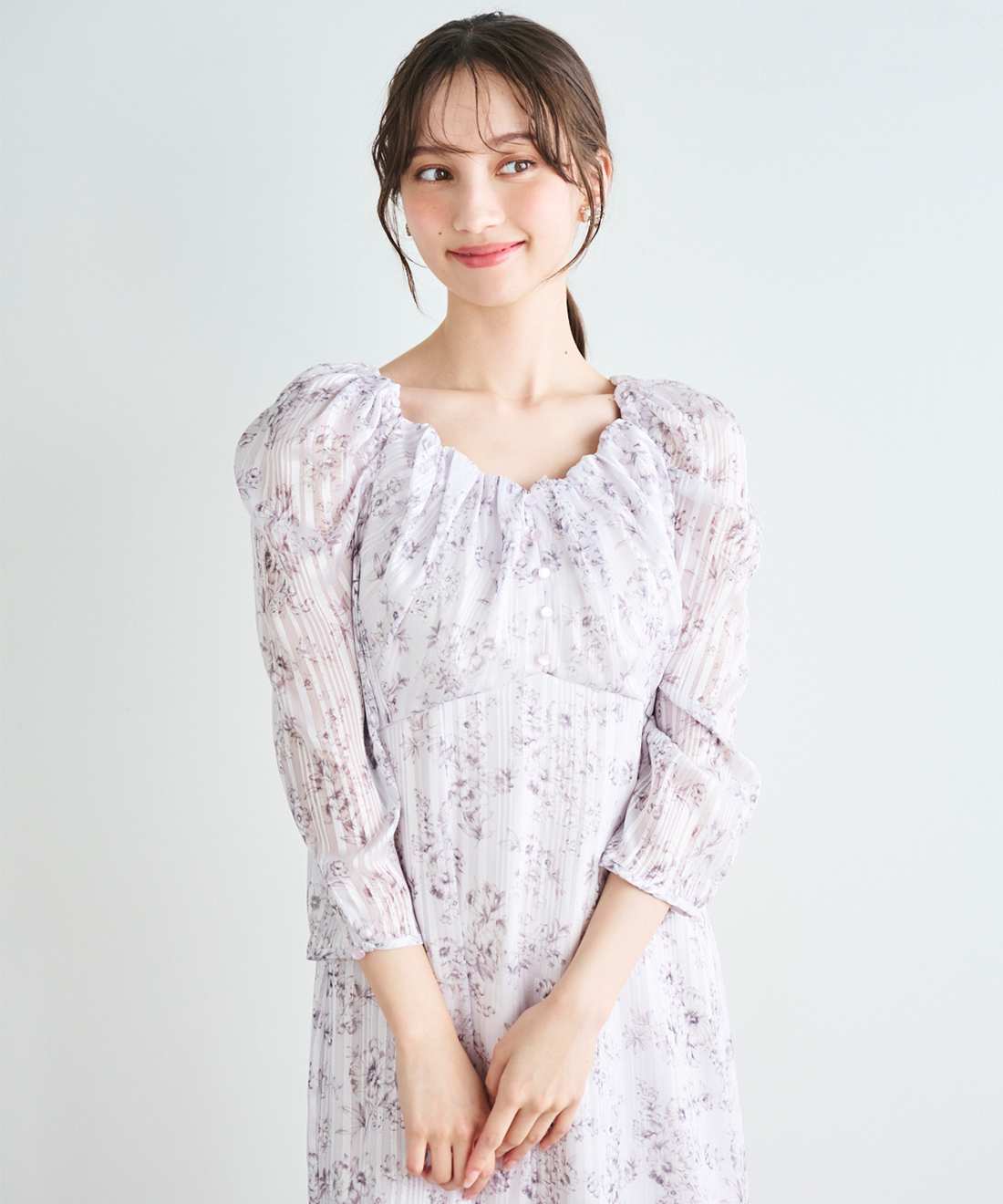 ラメジャガードフラワープリントワンピース｜PETAL ONLINE（ペタル