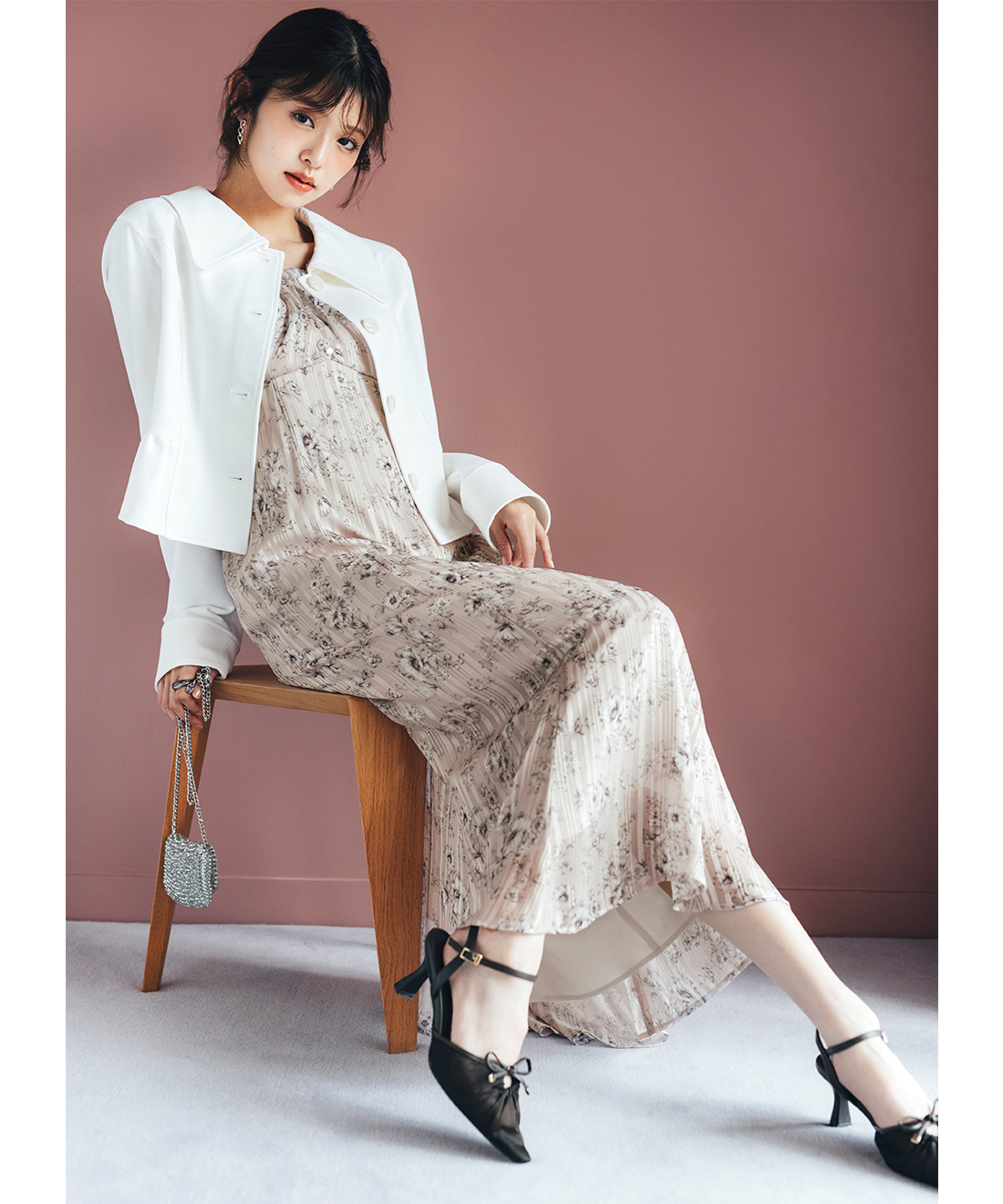 ラメジャガードフラワープリントワンピース｜PETAL ONLINE（ペタル