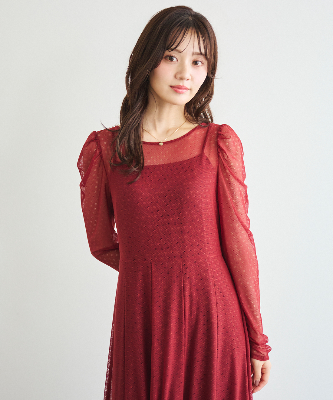 ワンピース Treaturself Flowerpetaljacquardonepeace Flower petal jacquard balloon one-piece | ファッション通販