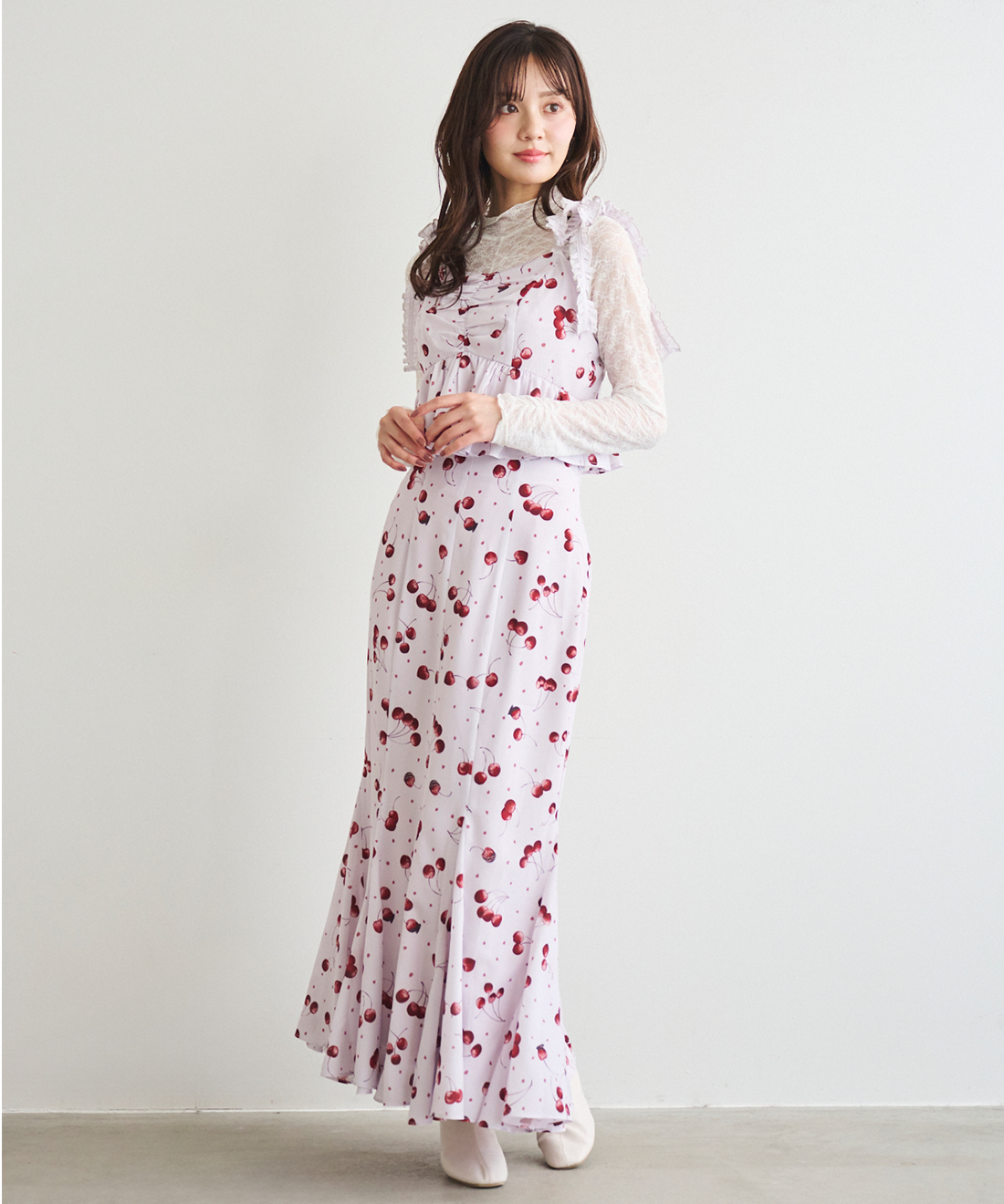 チェリープリントキャミソール＆スカートセット｜PETAL ONLINE