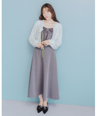 フロントリボンキャミワンピース