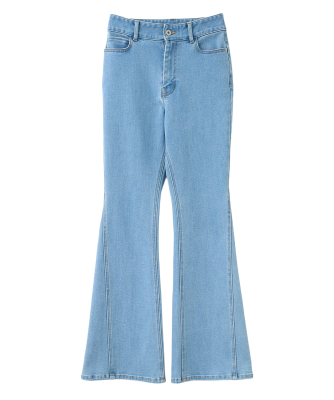 【ONLINE限定 低身長サイズあり】サイドデザインデニムフレアパンツ