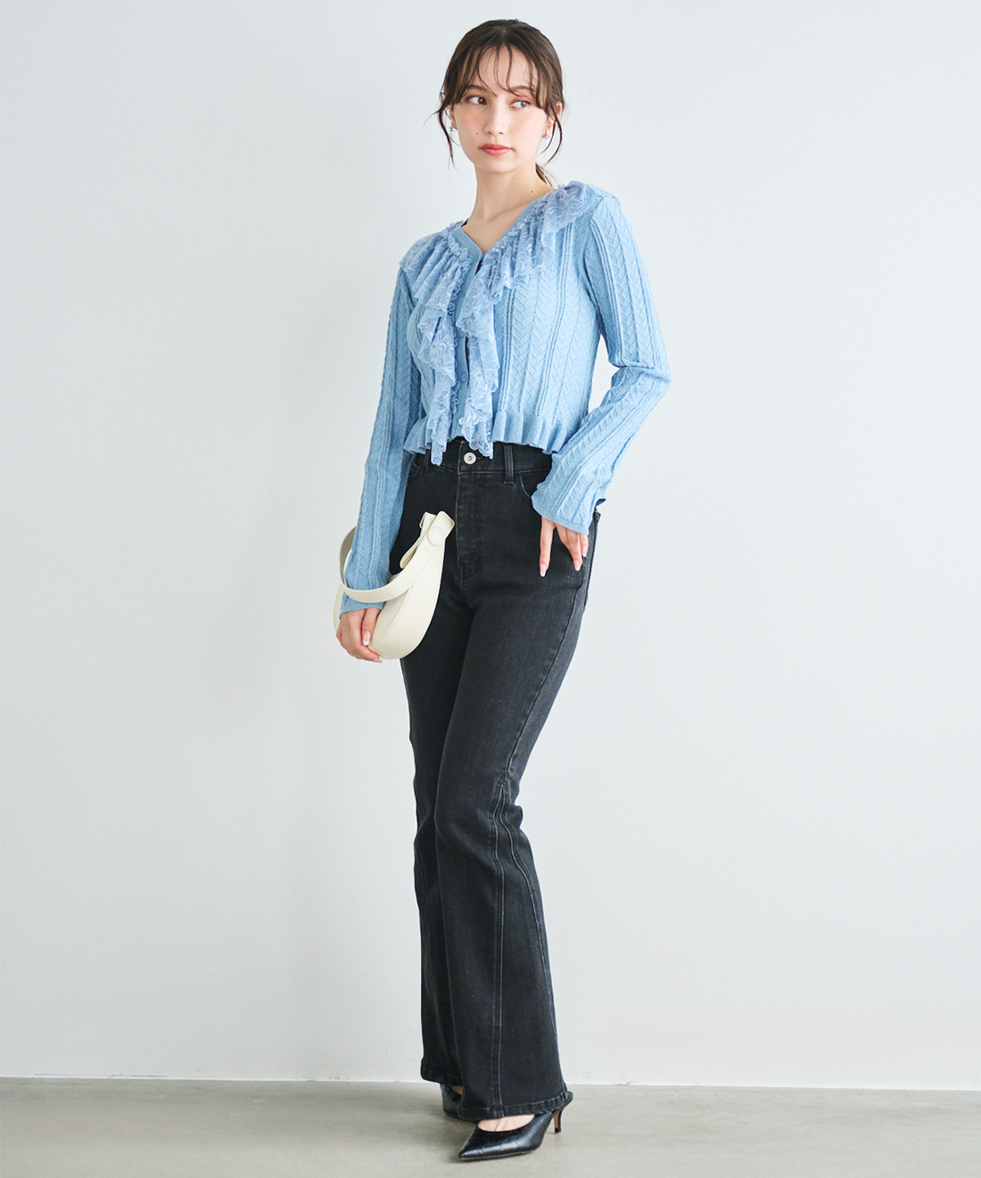 ONLINE限定 低身長サイズあり】サイドデザインデニムフレアパンツ