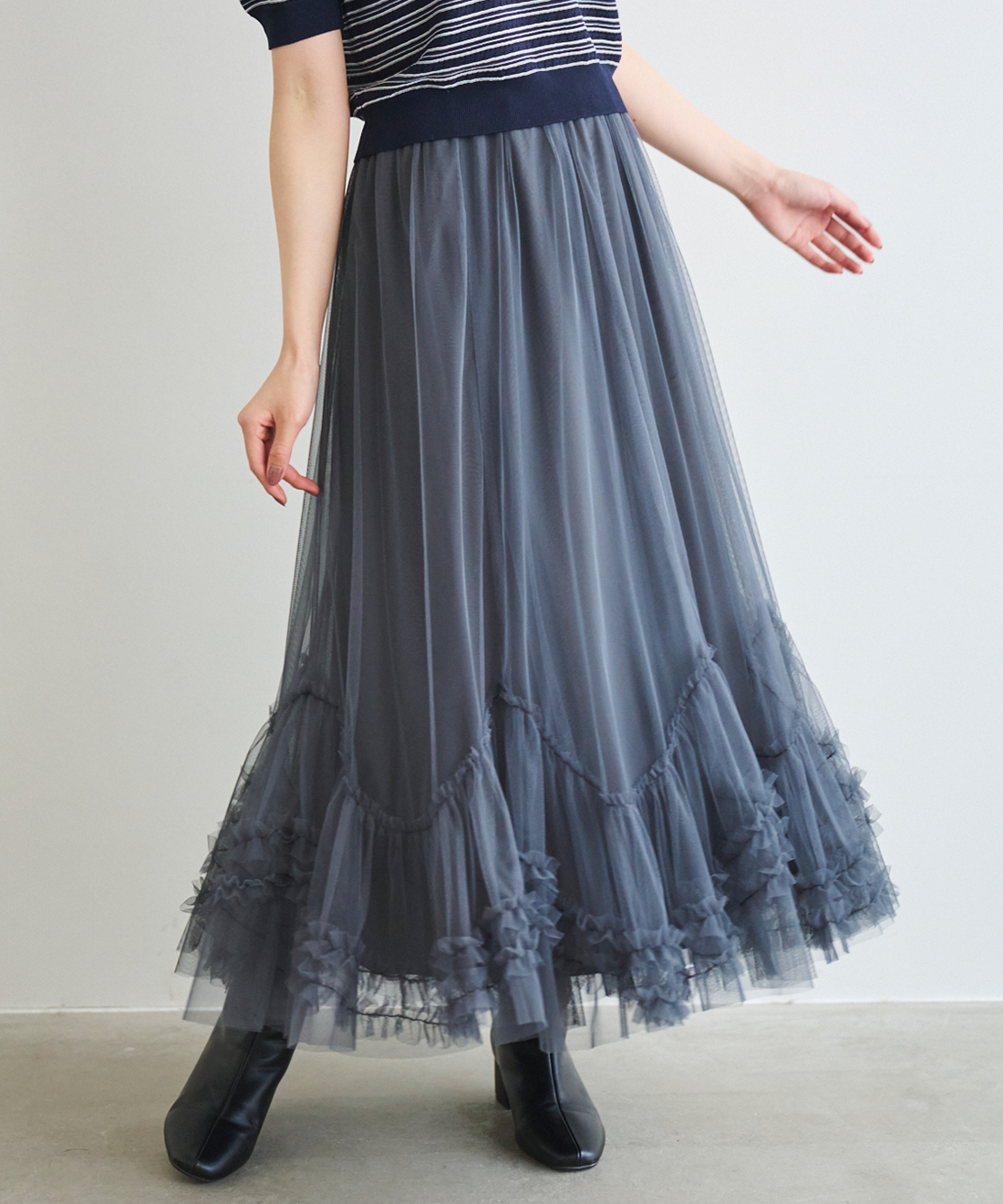 新色追加】ヘムフリルチュールフレアスカート｜PETAL ONLINE（ペタル