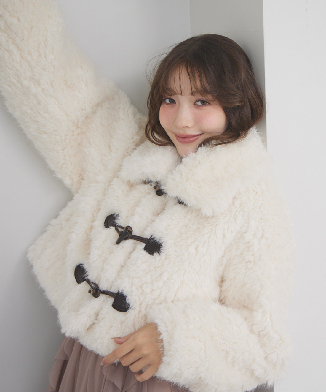 パープル ライニング ダッフルコート　インナーファー セール】ウール100% ｜ Super120'sウール フォックスファー ダッフル