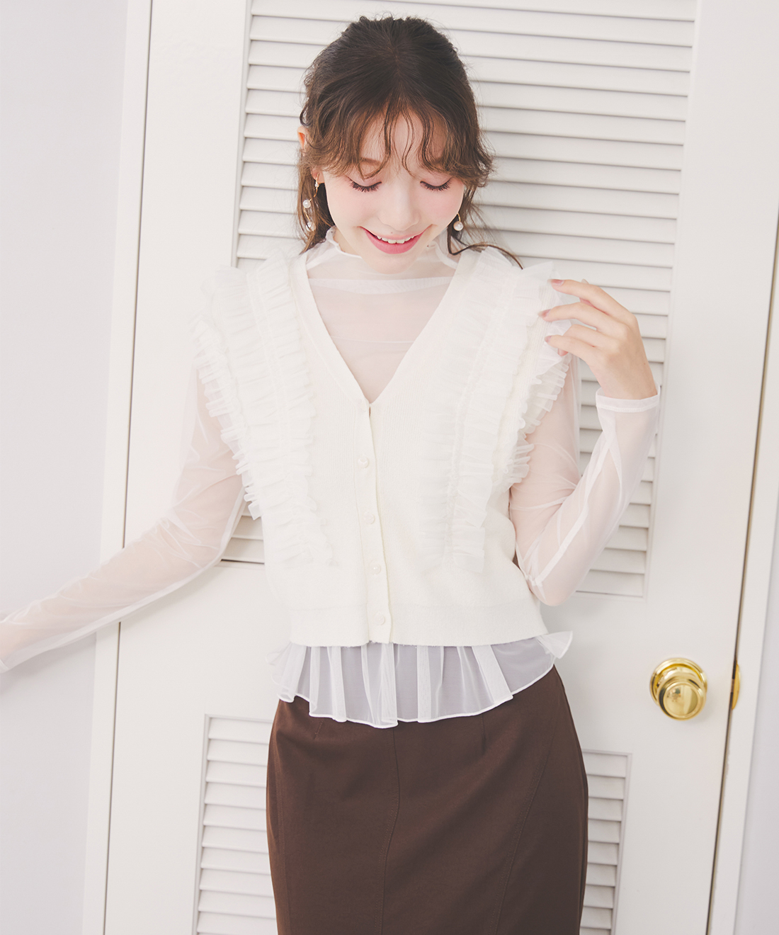 チュールペプラムハイネックトップス｜PETAL ONLINE（ペタル