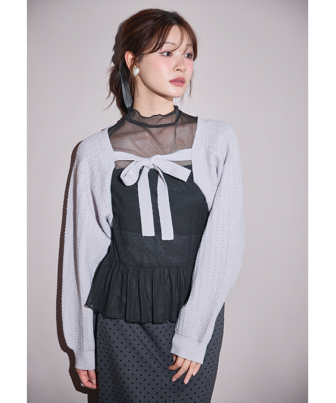 チュールペプラムハイネックトップス｜PETAL ONLINE（ペタルオンライン）