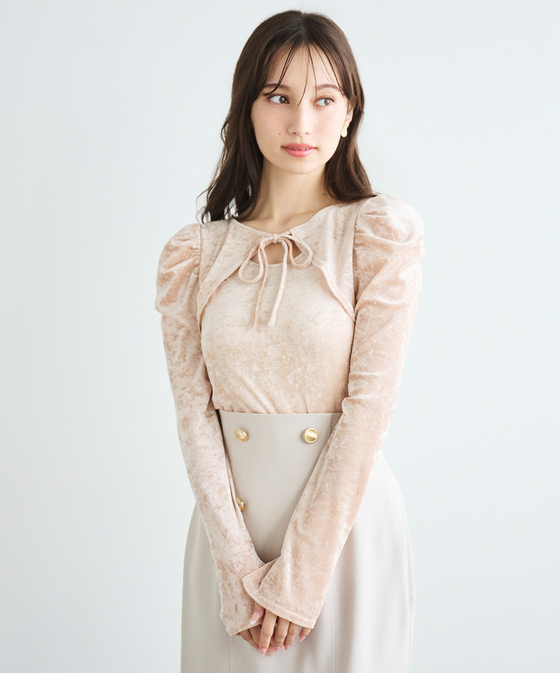 トップス oshirin ヌーディー2WAYVネックニットトップス｜WOMEN｜250HAB70-022I｜AZUL BY