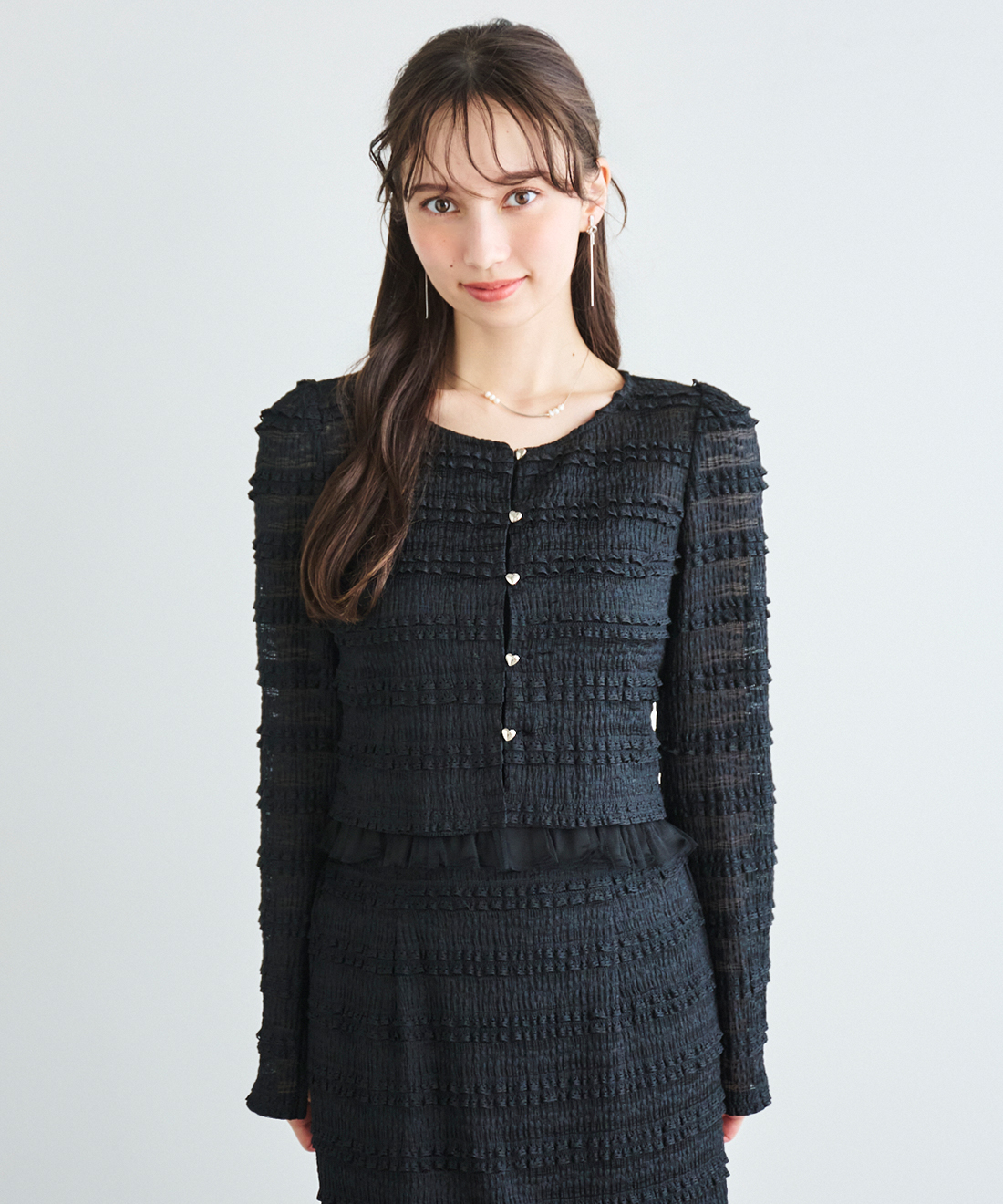 フリルカットカーディガン＆キャミソールセット｜PETAL ONLINE