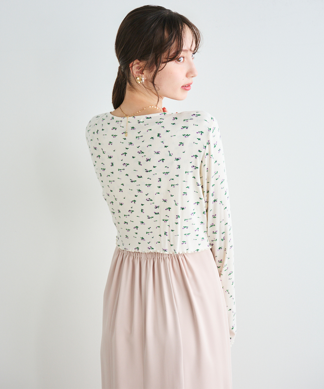 リトルフラワープリントカーディガン＆ワンピースセット｜PETAL ONLINE