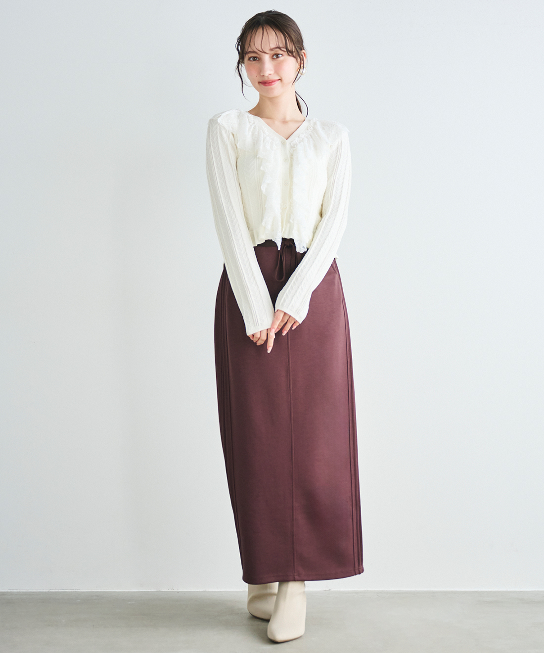 ボンディングサイドピンタックタイトスカート｜PETAL ONLINE（ペタル