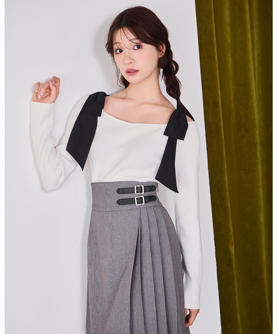 リボンショルダーオフショルニット｜PETAL ONLINE（ペタルオンライン）