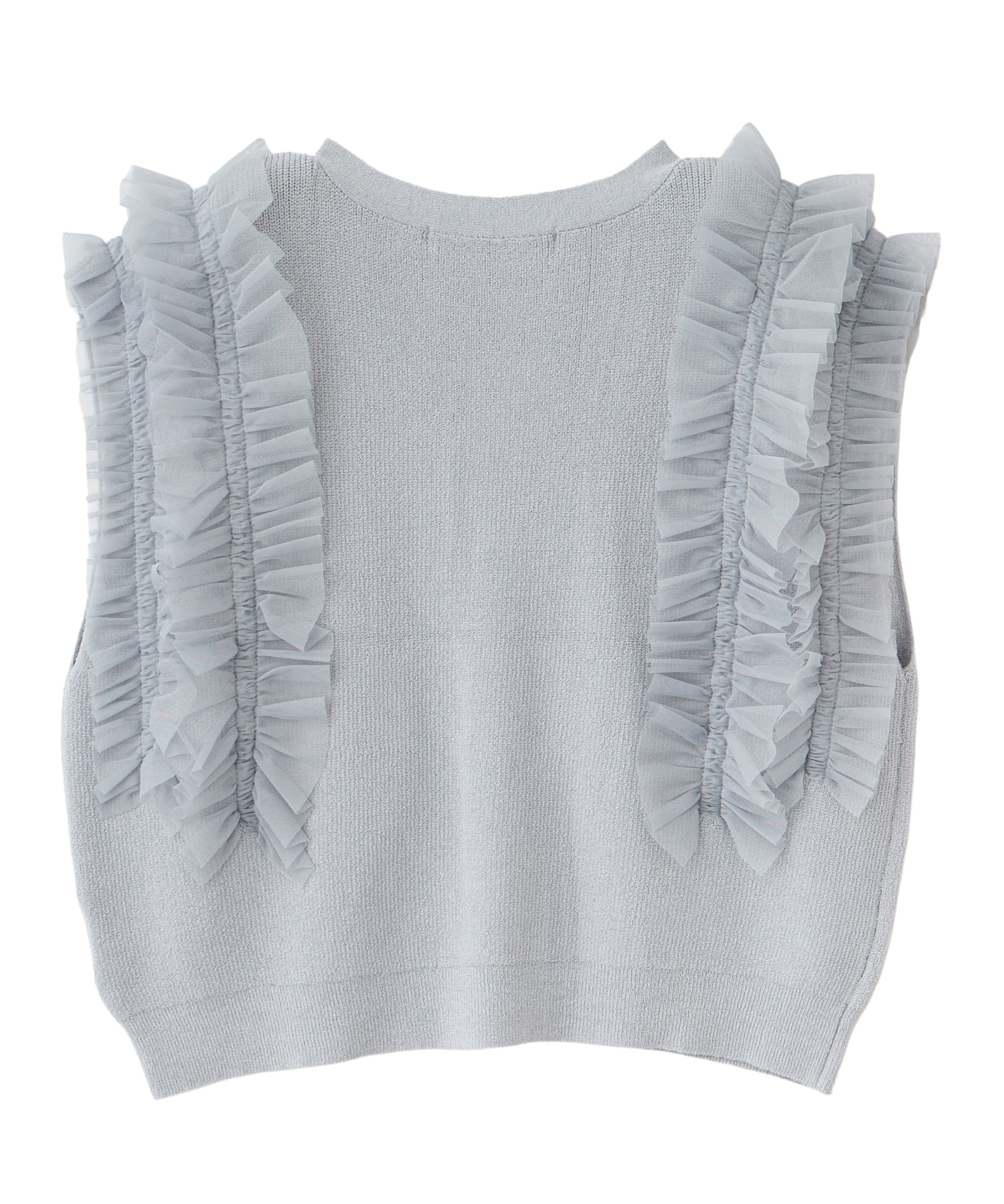 tumuguフリル付きグレーニットベスト今季 TUMUGU（ツムグ） ランダム