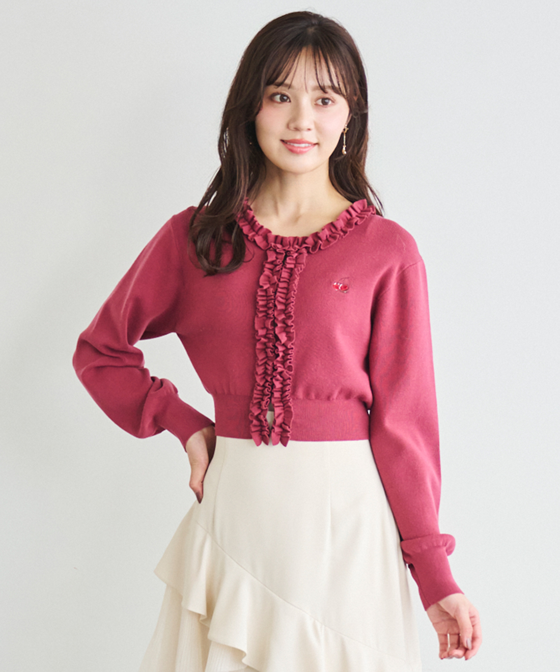 チェリーフリルニットカーディガン｜PETAL ONLINE（ペタルオンライン）