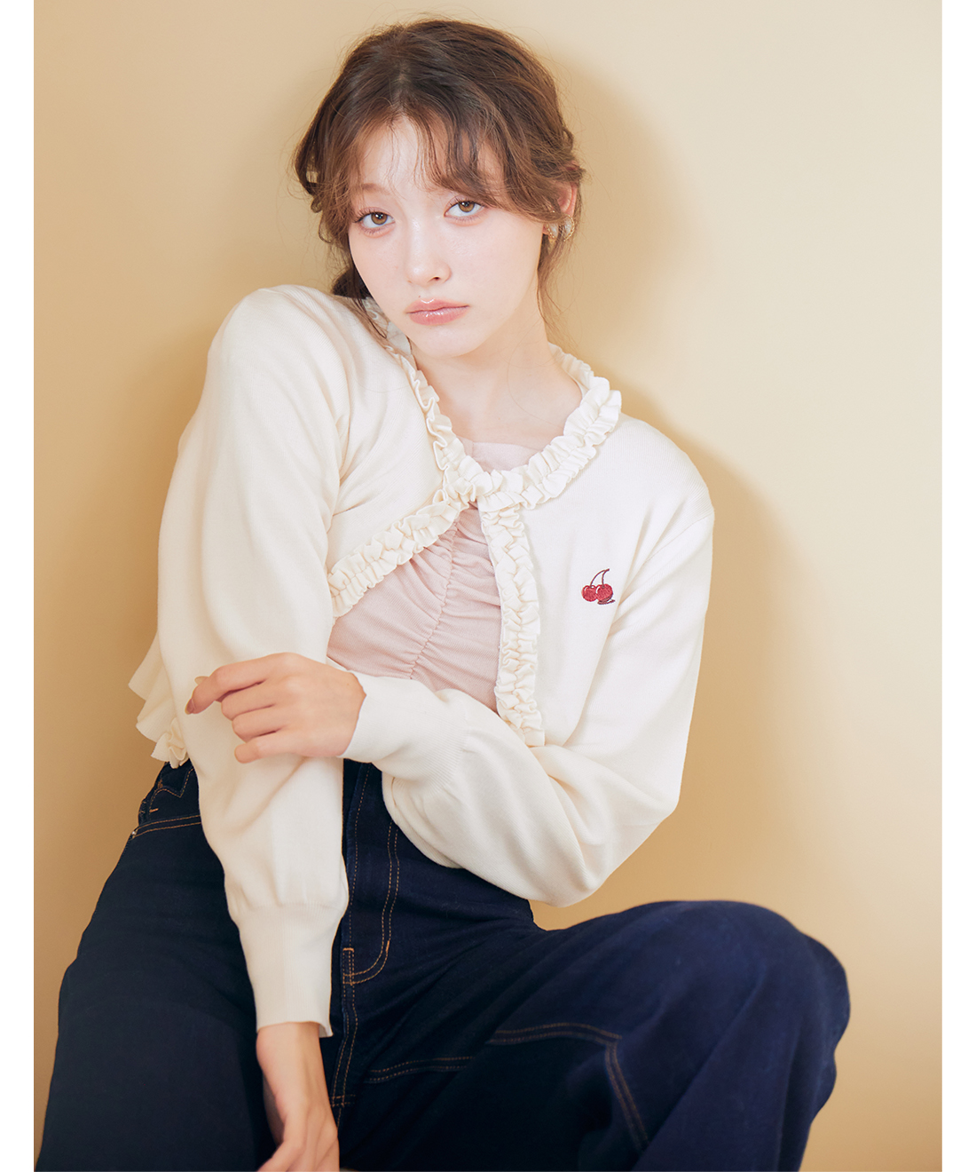 チェリーフリルニットカーディガン｜PETAL ONLINE（ペタルオンライン）