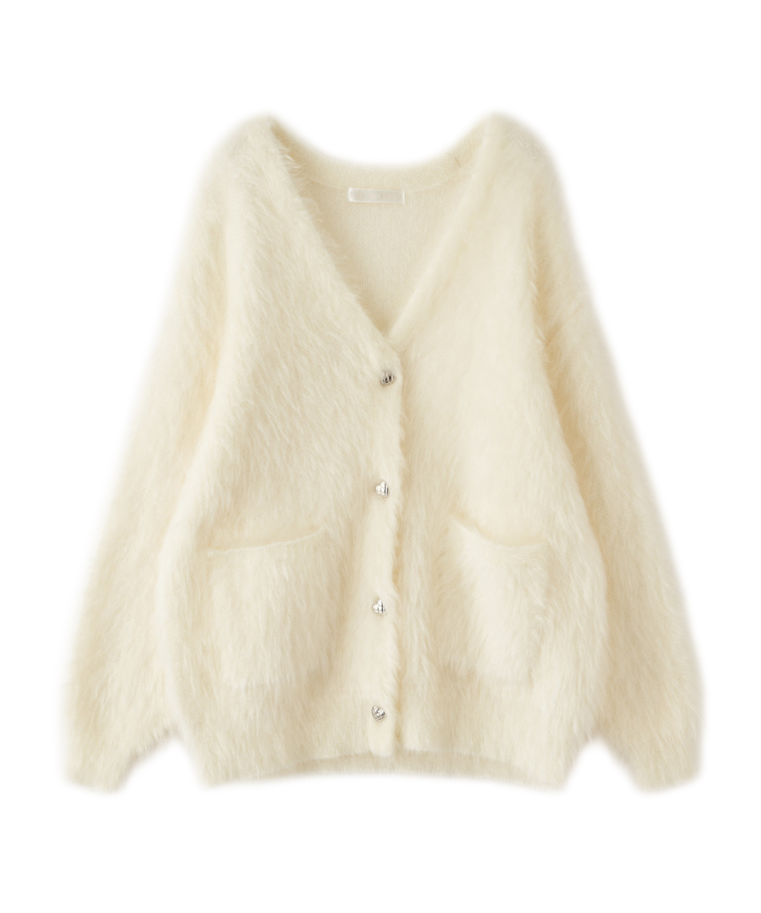 【新品未使用】lillian carat パールリボンシャギーニットカーディガン WEEKEND SALE対象品番】パールリボンシャギーニットカーディガン