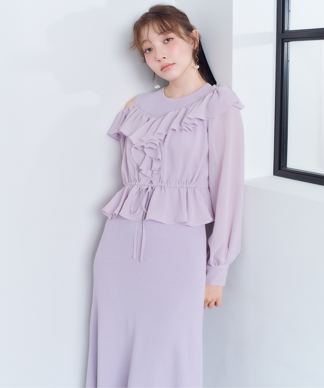 フリルブラウス＆ニットワンピースセット｜PETAL ONLINE（ペタル