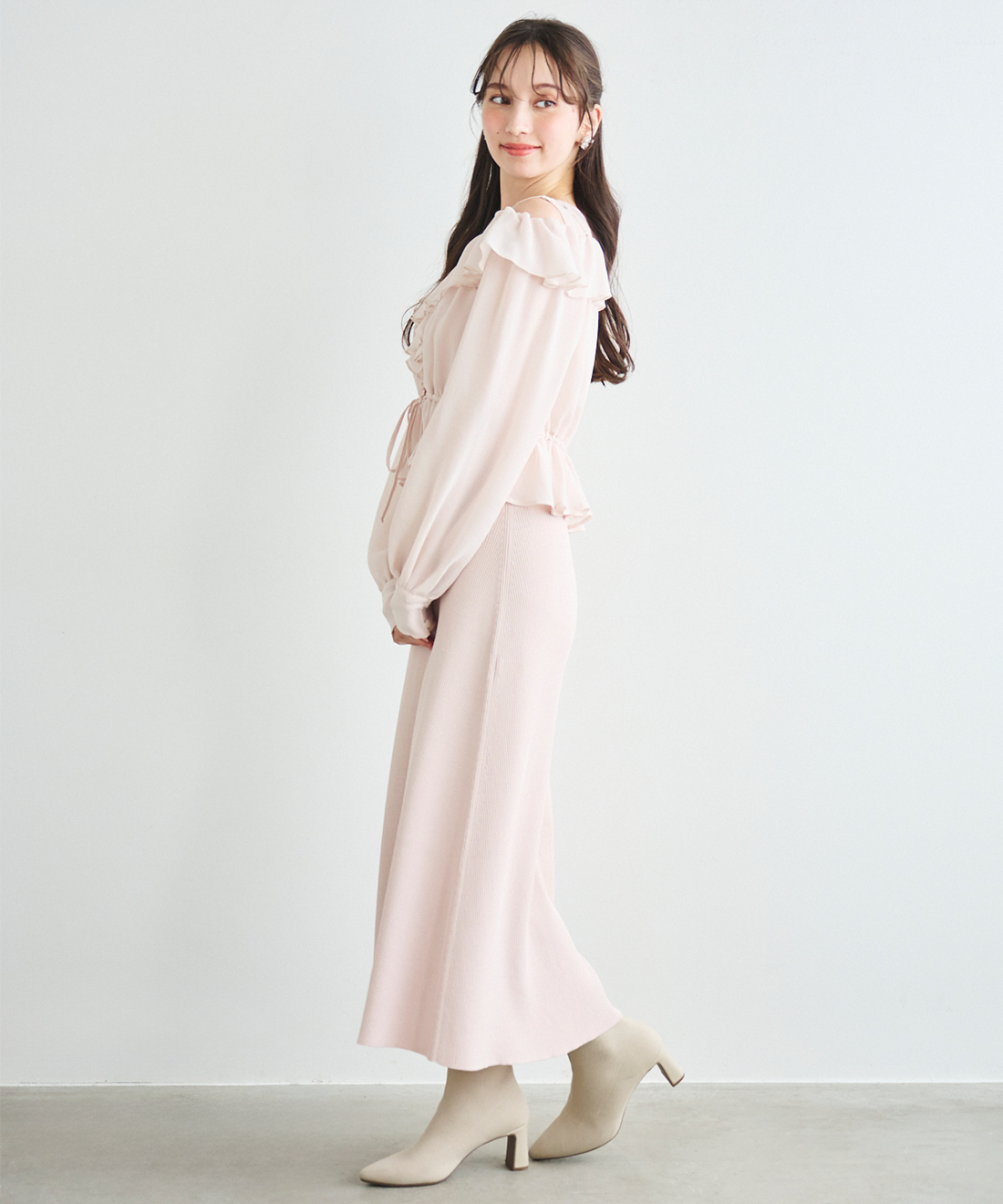 フリルブラウス＆ニットワンピースセット｜PETAL ONLINE（ペタル