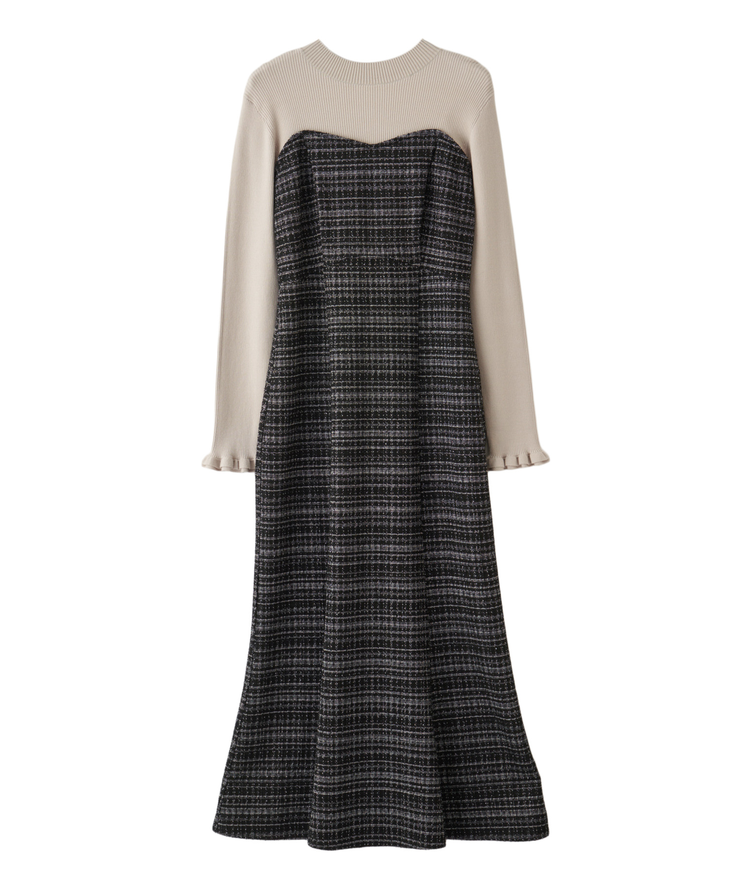 専用✨Theory　セオリー　ドッキング　ワンピース　リブ　ニット　ツイード ONLINE限定 低身長サイズあり】ツイードニットドッキング